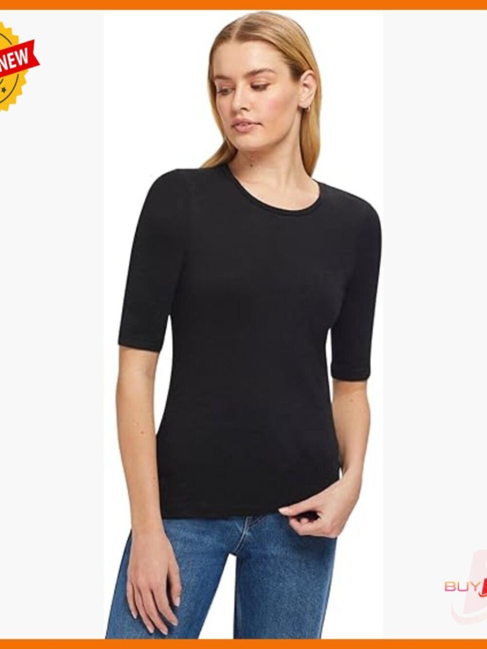 Elbow Sleeve Slim Fit T-Shirt, 100% Pima Cotton, Sport Jersey Style